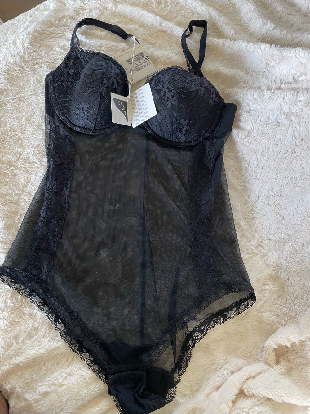 La Perla Black Sheer Lace Bodysuit